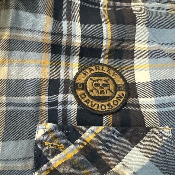 Harley-Davidson Mens Skull Lightning Slim Fit Plaid Woven Shirt 96237-18VM SZ XL - Picture 4 of 12